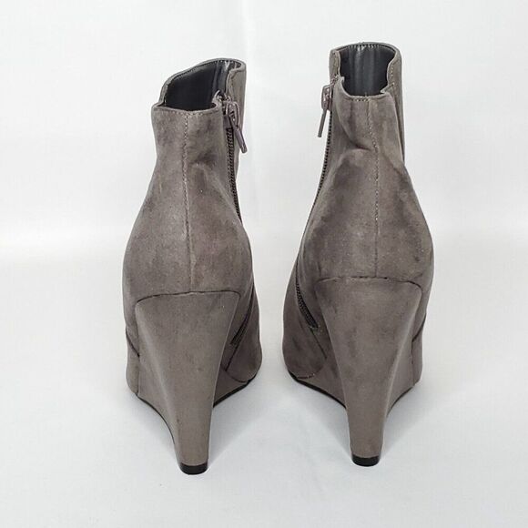 NEW Wedge Ankle Boot Bootie 8.5 Point Toe Faux Suede Gray Worthington Wor Lapaz - Picture 4 of 7